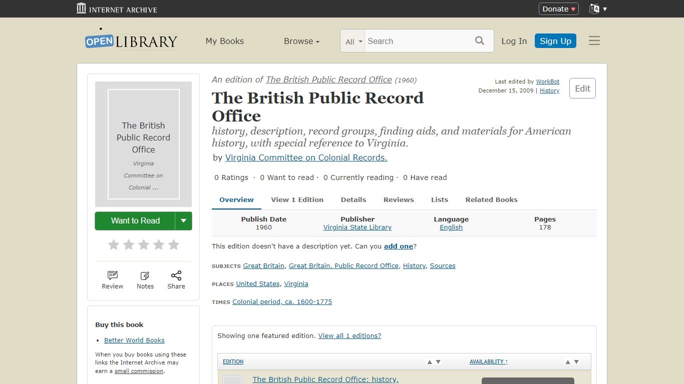 The British Public Record Office (1960 edition) | Open Library