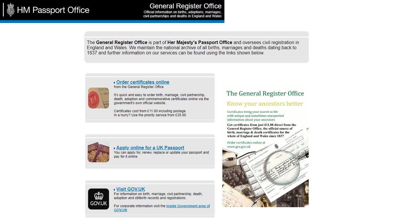 General Register Office (GRO) - Official information on births ...